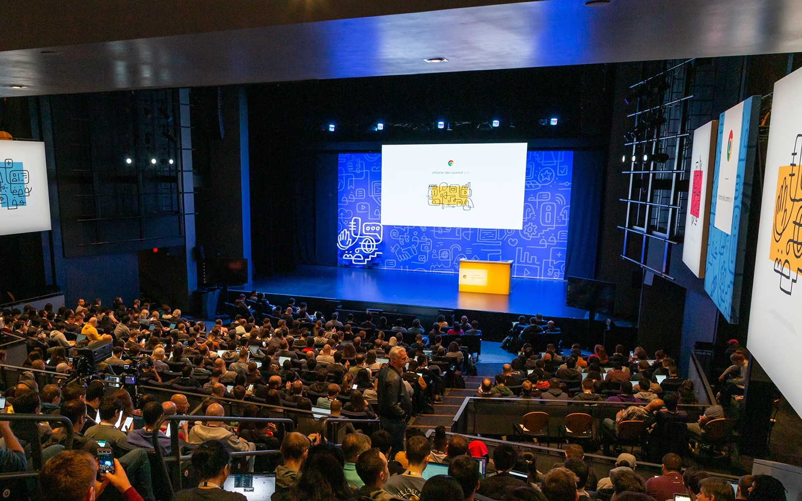 Stage with a full house at the Dev Summit